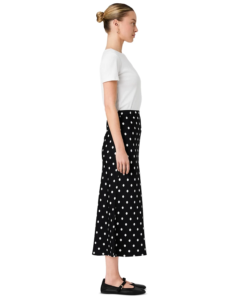 French Connection Women's Ennis Satin Polka Dot Pull-On Midi Skirt