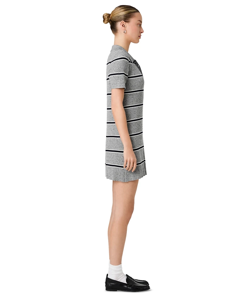 French Connection Women's Mason Knit Varsity Stripe Collared Mini Dress