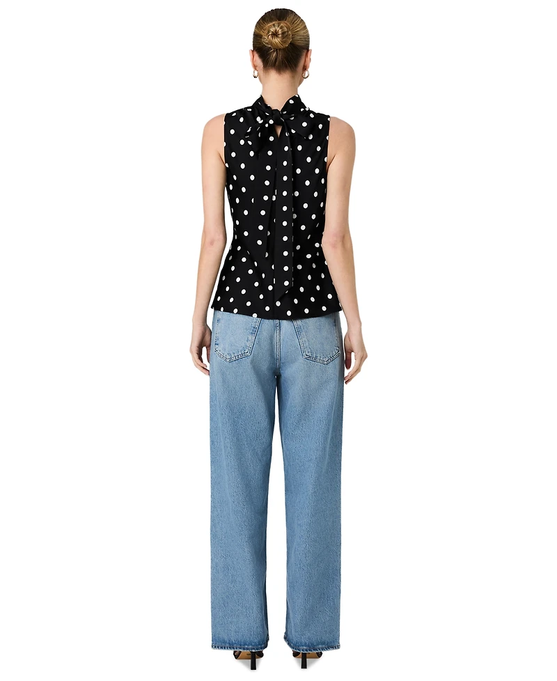 French Connection Women's Ennis Polka Dot Sleeveless Blouse