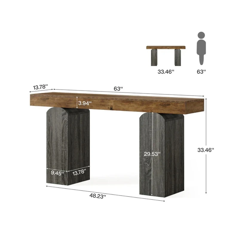 SlickblueFarmhouse Entryway Console Table with 2 Arched Pedestal Legs