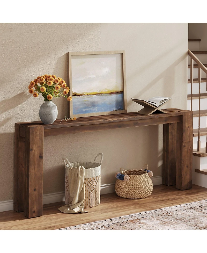 Slickblue Long Solid Wood Sofa Console Table for Entryway or Hallway