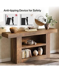 Slickblue 3-Tier Farmhouse Sofa Console Table with U-Shaped Base for Entryway