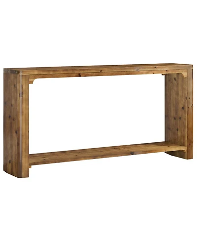 Slickblue Solid Wood Entryway Table 63 Inch with Double Storage Shelves