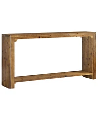 Slickblue Solid Wood Entryway Table 63 Inch with Double Storage Shelves