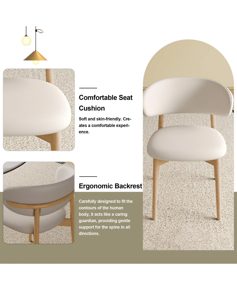 Rainsken Modern Dining Chairs Set of 2, Upholstered Pu Leather Dining Chairs, Wooden Frame, for Dining Room, Kitchen, or Living Room