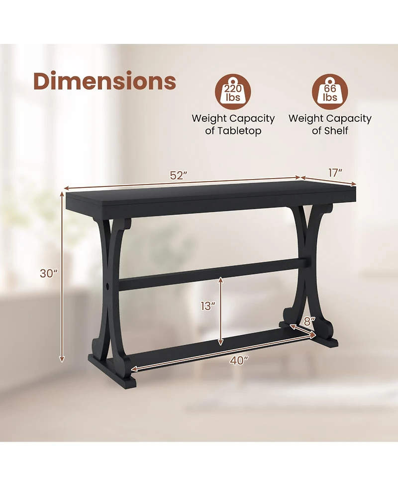 Slickblue Long Narrow Console Table with Open Shelf for Entryway