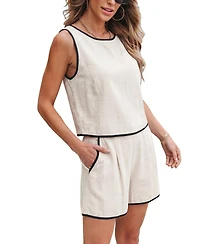 Cupshe Women's Crew Neck Short Set