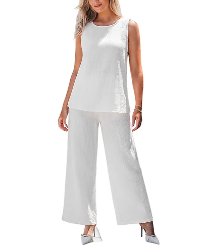 Cupshe Women's Crew Neck Long Pants Set