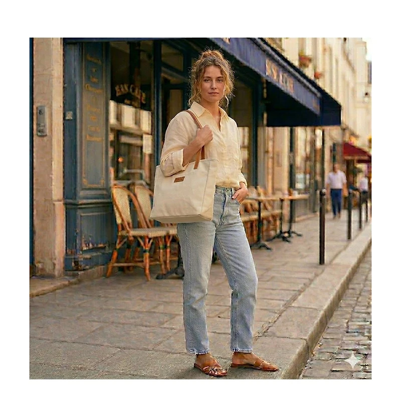 Susu Women's Canvas Laptop Tote Bag Commuter Work Bag Everyday Shoulder Purse