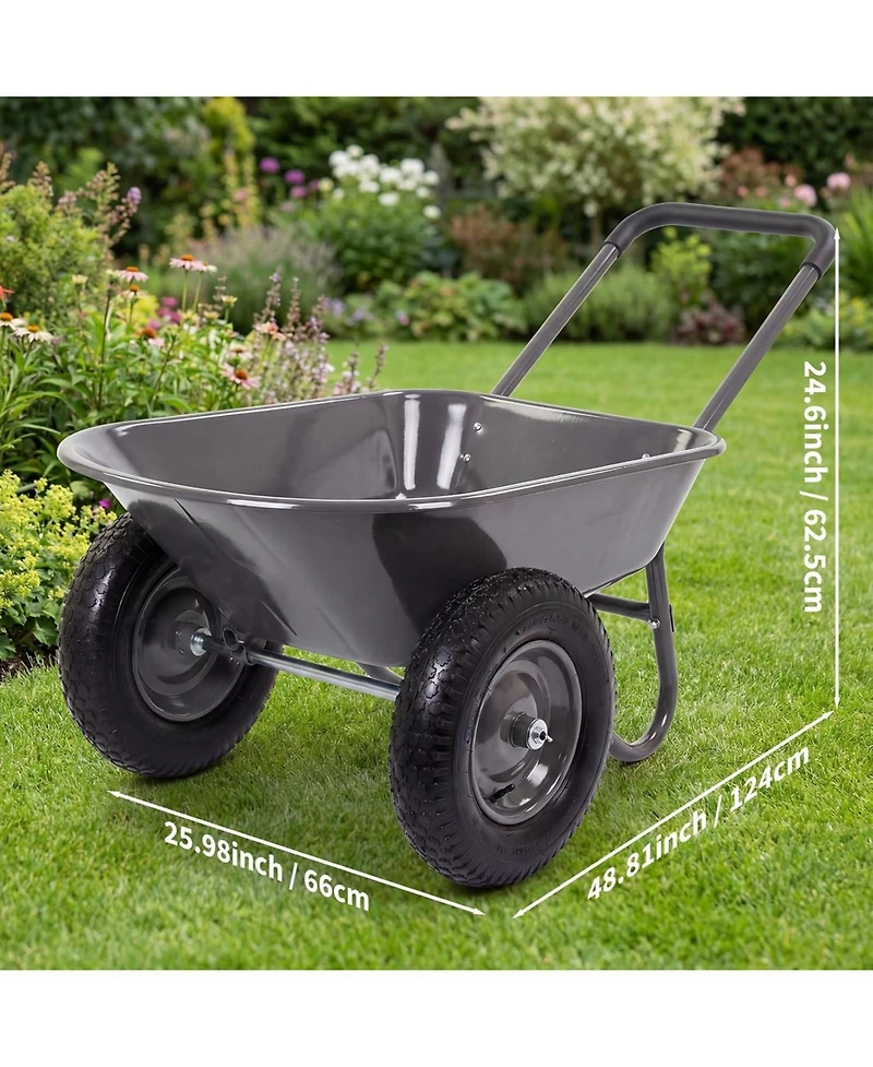 gaomon Heavy Duty Wheelbarrow Garden Cart with Dual Wheels and Built-In Stand 600 lbs Capacity Utility Cart for Yard Garden and Outdoor
