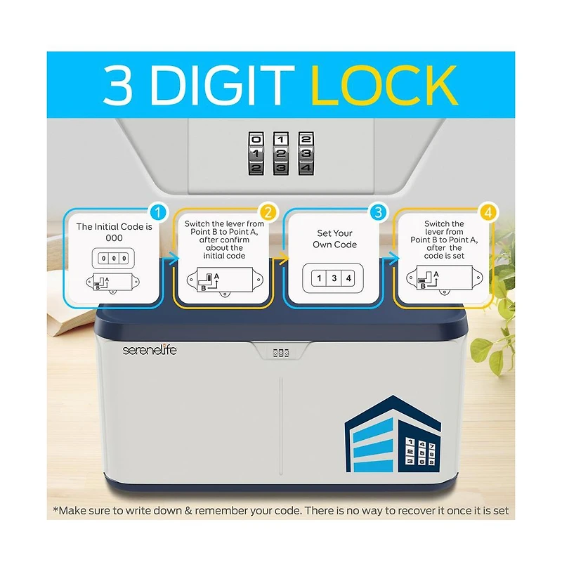 SereneLife Heavy-Duty Storage Bin with Built-in Combination Lock
