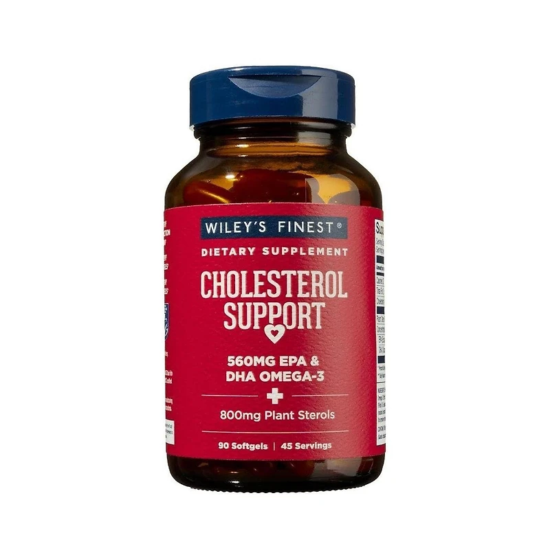 Wiley's Finest Wild Alaskan Fish Oil Cholesterol Support - Heart Health Supplement for Men and Women