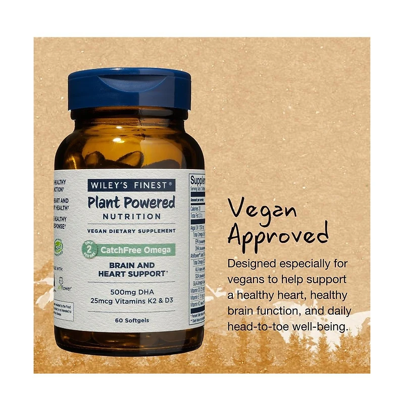Wiley s Finest CatchFree Omega - Omega-3 - Plant-Based Algae Oil