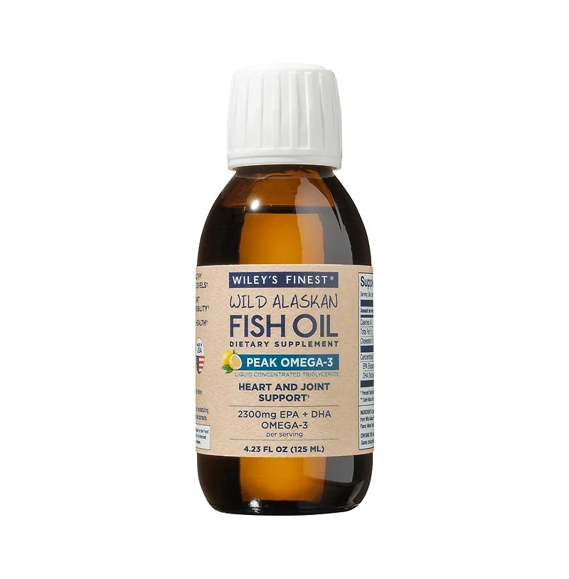Wiley s Finest Wild Alaskan Fish Oil Peak Omega-3 Liquid Supplement - 2300mg Epa and Dha Omega-3s - Lemon Flavor