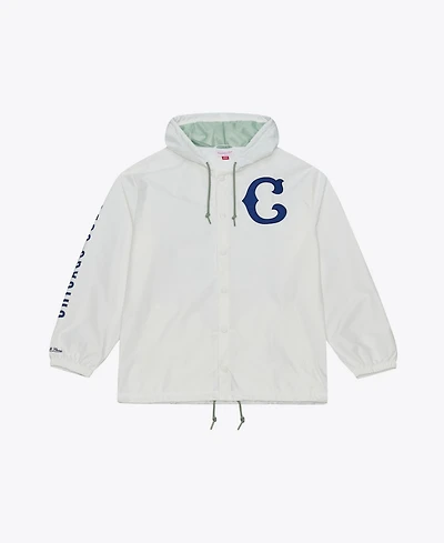 Mitchell & Ness Men's White Chicago Cubs Yacht Rock Coaches Full-Snap Hooded Windbreaker Jacket