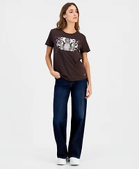 Guess Women's Tiger Eyes Graphic Crewneck Cotton Easy T-Shirt
