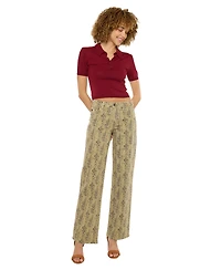 KanCan Women's Snakeskin Print Mid Rise Slim Wide-Leg Jeans