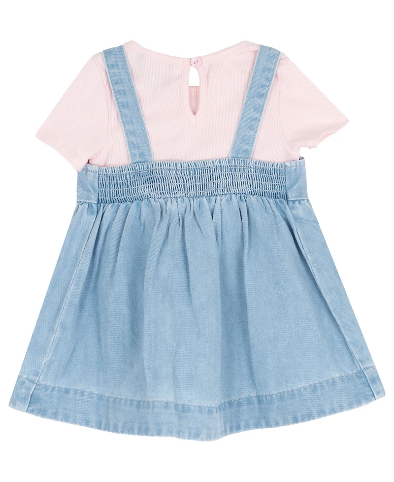 Rare Editions Baby Girls' Denim Bow Jumper and Bodysuit, 2-Piece Set