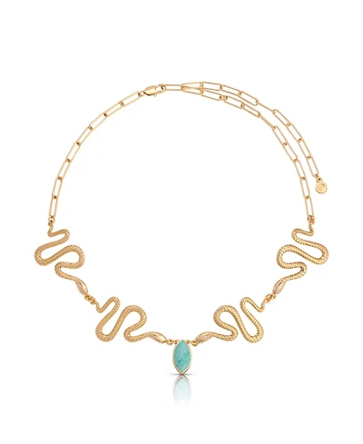 Ettika Gold-Plated Turquoise Serpentina Snake Choker Necklace