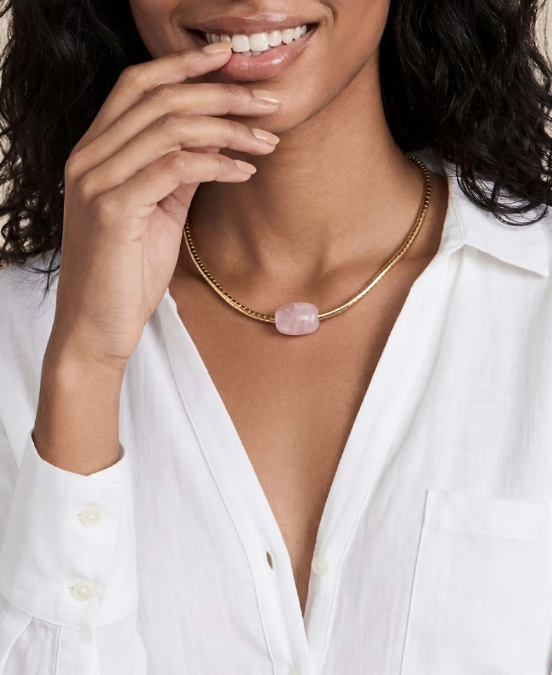Ettika Gold-Plated Gold Beaded Rose Nugget Necklace