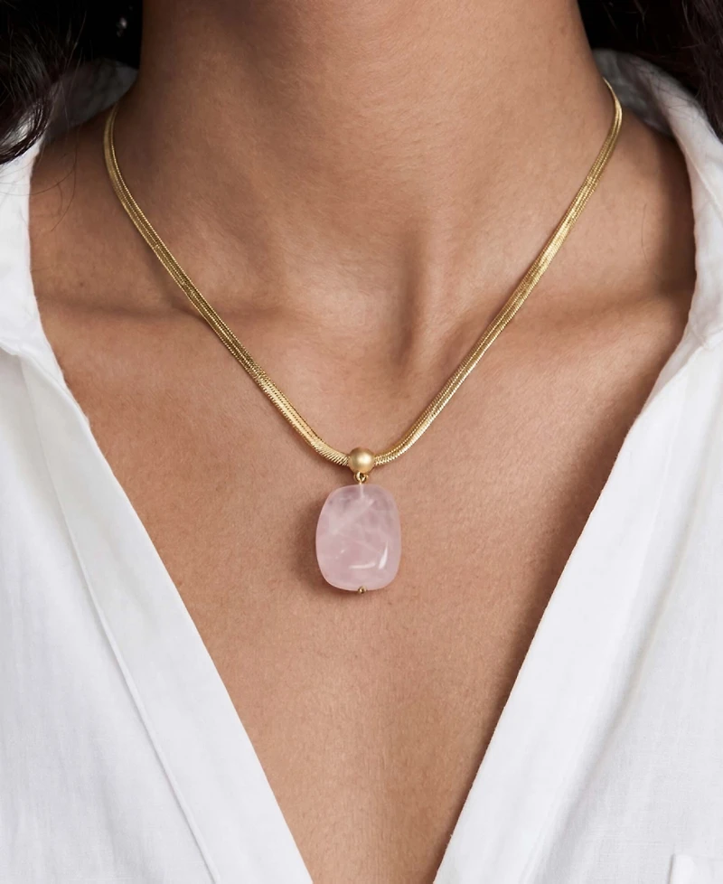Ettika Gold-Plated Rose Pendant Snake Chain Necklace