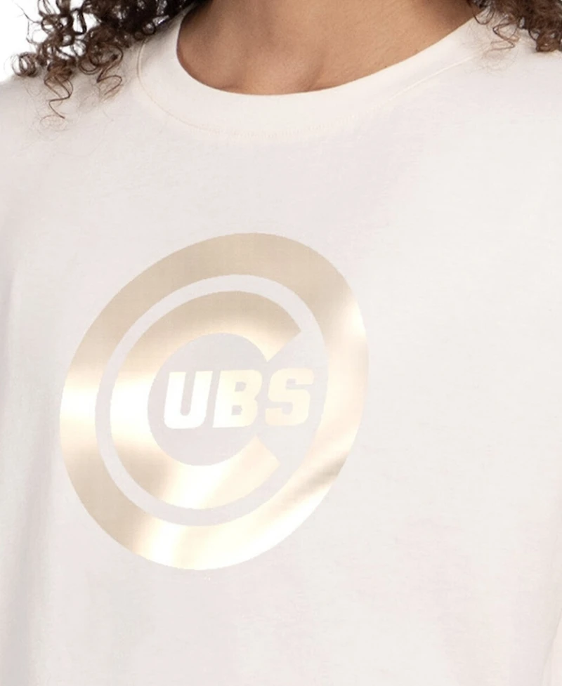 Starter Women's Cream Chicago Cubs Pastels Boxy Cropped T-Shirt