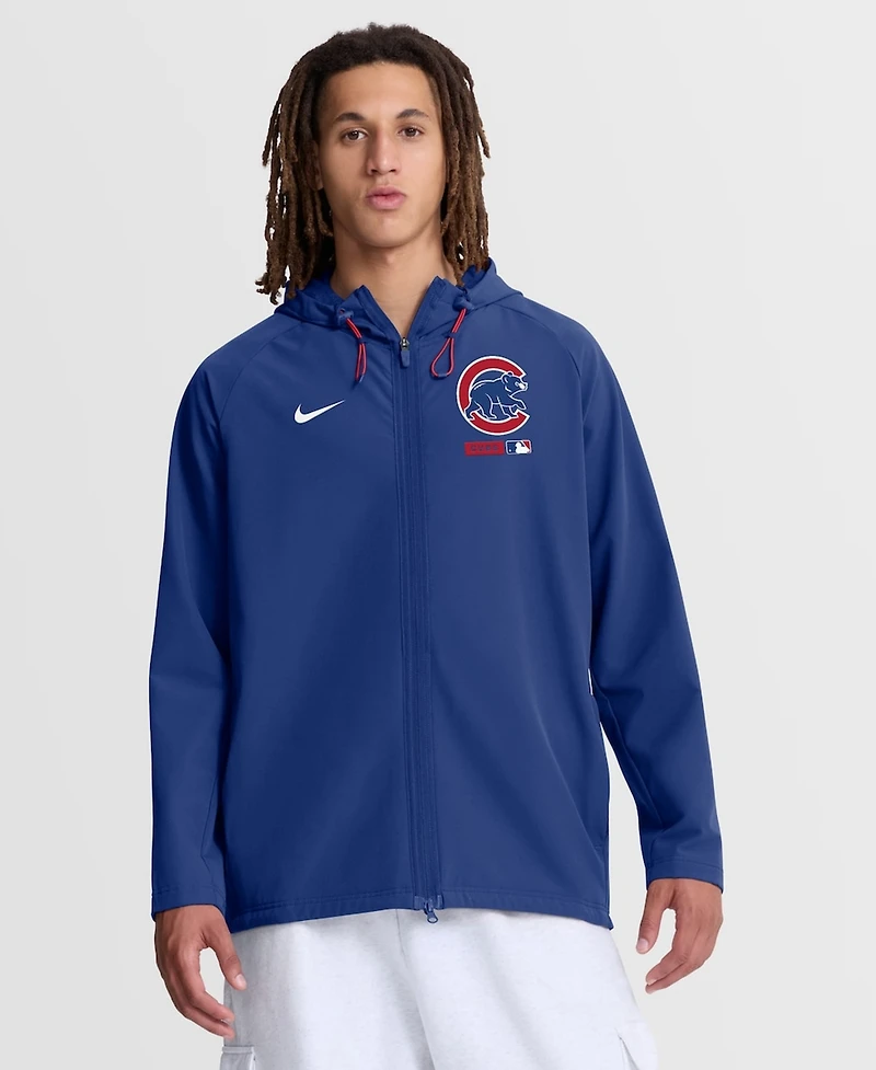 Nike Men's Royal Chicago Cubs Authentic Collection Raglan Therma-fit Full-Zip Hooded Jacket