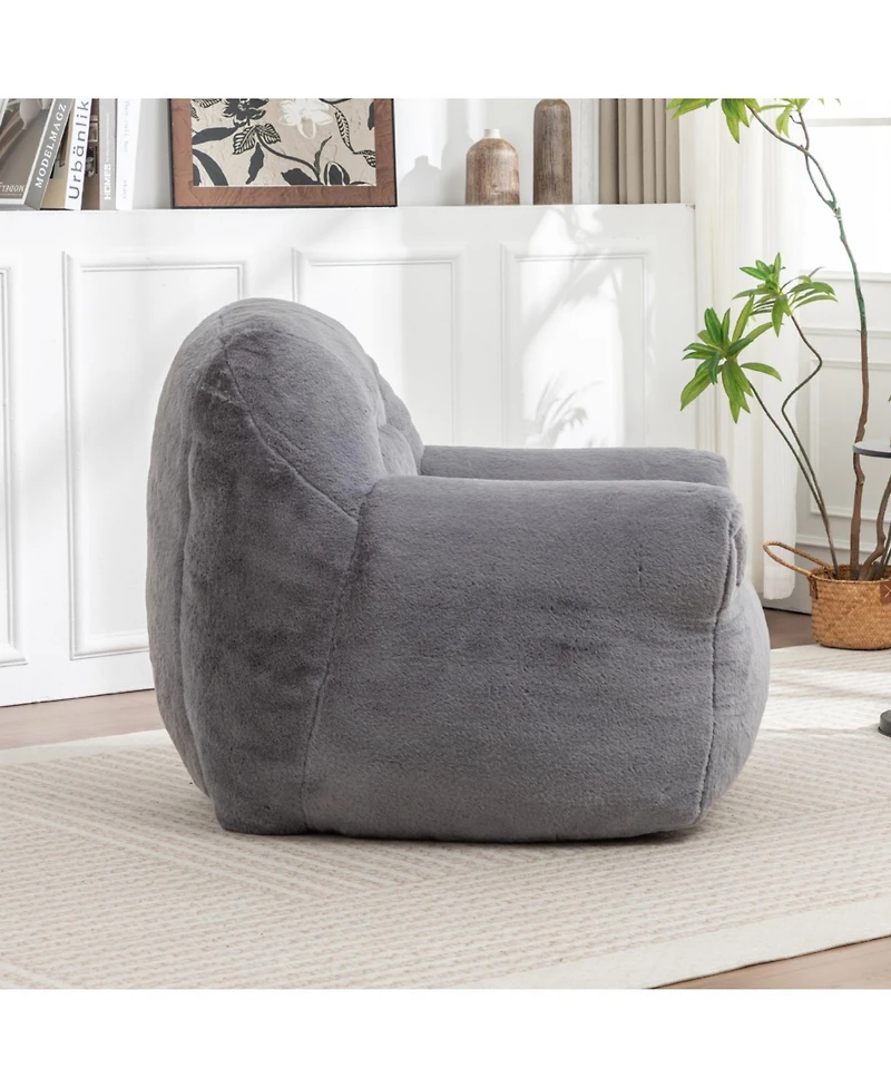 Rainsken Bean Bag Chair, Faux Fur with Filler Included, Soft Beanbag Chairs, Ergonomic, for Bedroom and Living Room