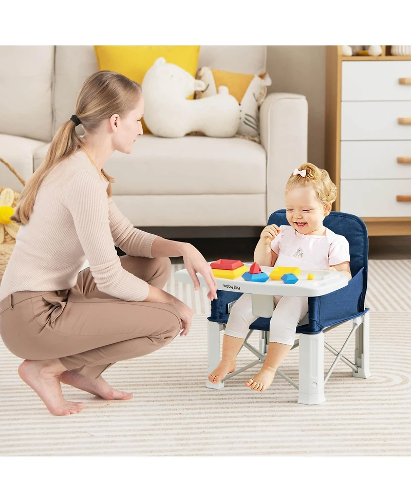 Costway Baby Travel Booster Seat with Double Tray Portable Folding Dining Chair