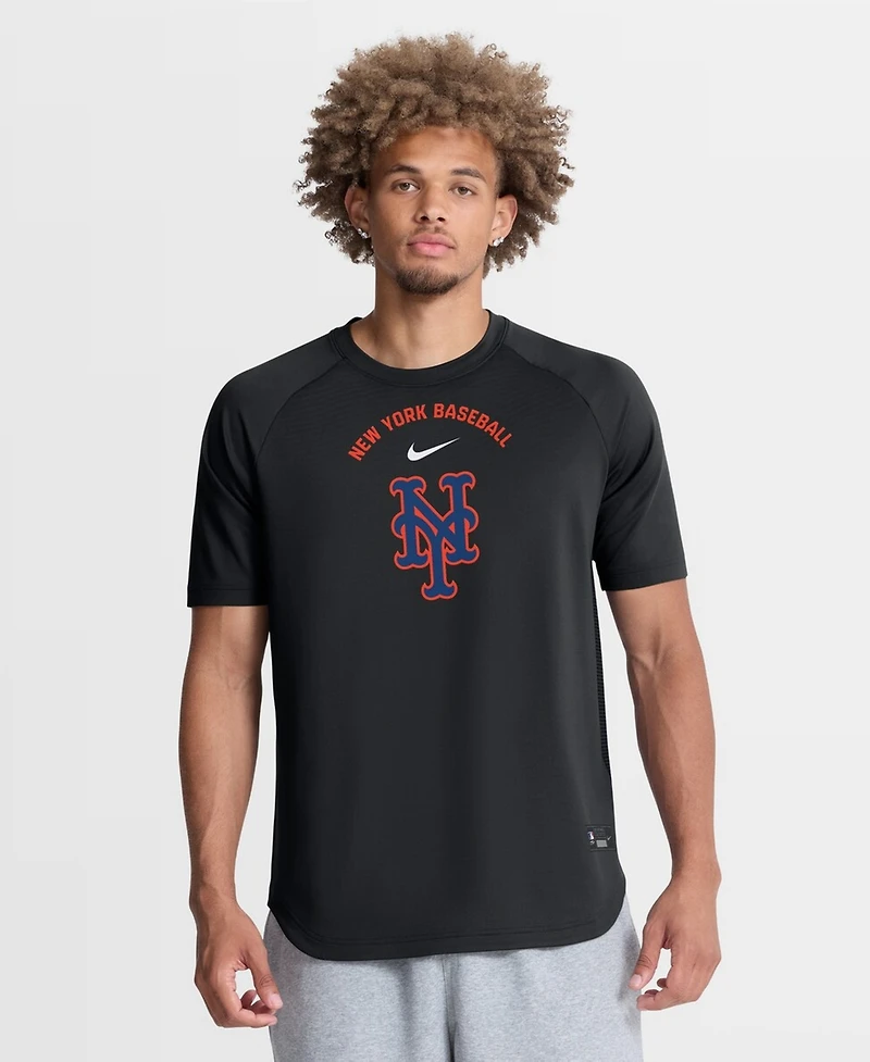 Nike Men's Black New York Mets Authentic Collection Batting Practice Pre-Game Raglan Dri-fit T-Shirt