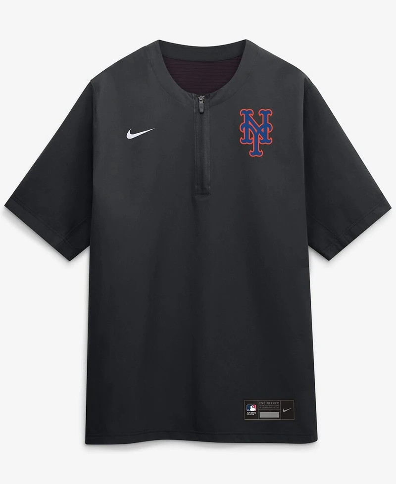 Nike Men's Black New York Mets Authentic Collection Dri-fit Quarter-Zip Windshirt