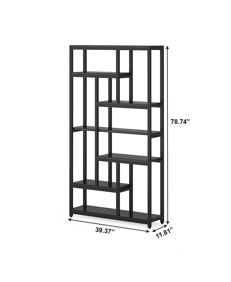 Slickblue Large 7-Tier Bookcase with 10 Open Display Shelves for Books and Decor