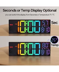 Jall Digital Wall Clock with Bluetooth Time Sync Remote Control Auto Dst Temperature Night Light