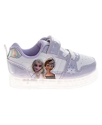 Disney Little Girls Frozen Sneakers Elsa and Anna Sparkle Detail Lightweight Running Adjustable Closure