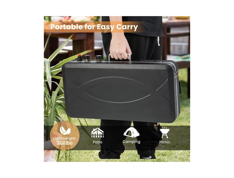 2-in-1 Gas Camping Grill and Stove with 4 Detachable Legs