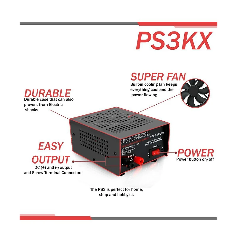 Pyramid Bench Power Supply, Ac-to-dc Power Converter (2.5 Amp