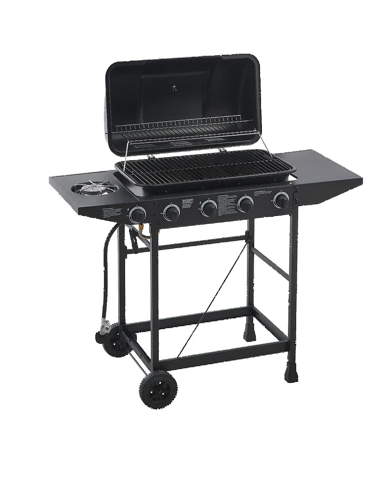 Asagikoiai 4 Burner Bbq Gas Grill with Side Burner, Stainless Steel Outdoor Barbecue for Patio