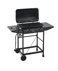 Asagikoiai 4 Burner Bbq Gas Grill with Side Burner, Stainless Steel Outdoor Barbecue for Patio