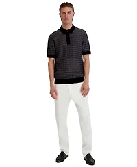 Karl Lagerfeld Paris Men's Geometric 3-Button Placket Polo Shirt