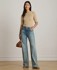 Lauren Ralph Petite Striped Boat Neck T-Shirt