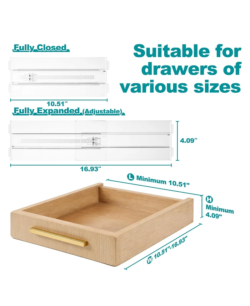 Sorbus Clear Expandable Drawer Divider Organizers for Clothes Kitchen Utensils Office Supplies and Tool Storage