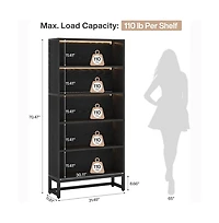 Slickblue 5-Tier Tall Bookcase with Led Lighting for Books, Decor, and Storage