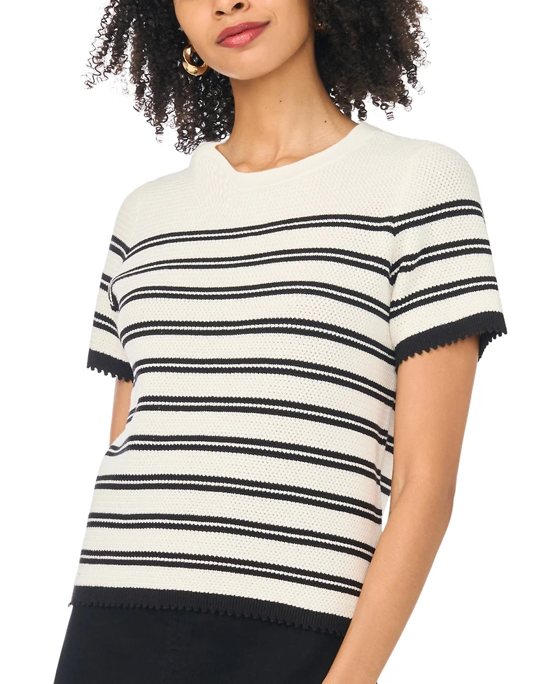 Vince Camuto Women's Cotton Striped Crewneck Sweater