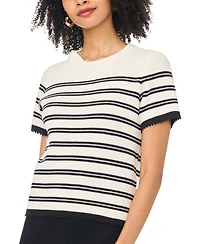 Vince Camuto Women's Cotton Striped Crewneck Sweater