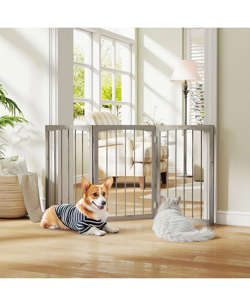 Cozito 30 in Tall Wooden Pet Fence for Cats, Small and Medium Dogs