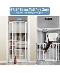 Cozito 67.5 in Extra Tall Pet Gate Heavy-Duty Metal Cat Gate with Wide Opening