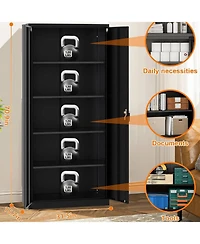 gaomon 72 Inch Lockable Metal Storage Cabinet with Adjustable Shelves, Heavy Duty Organizer for Garage Office Home Warehouse