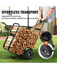 Cozito Firewood Log Cart, 250 lb Capacity Steel Dolly with Pu Wheels and Water-Resistant Cloth