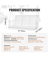 Cozito Wooden Porch Swing 4.5 feet with Steel Hanging Chains and Cedar Wood Seat