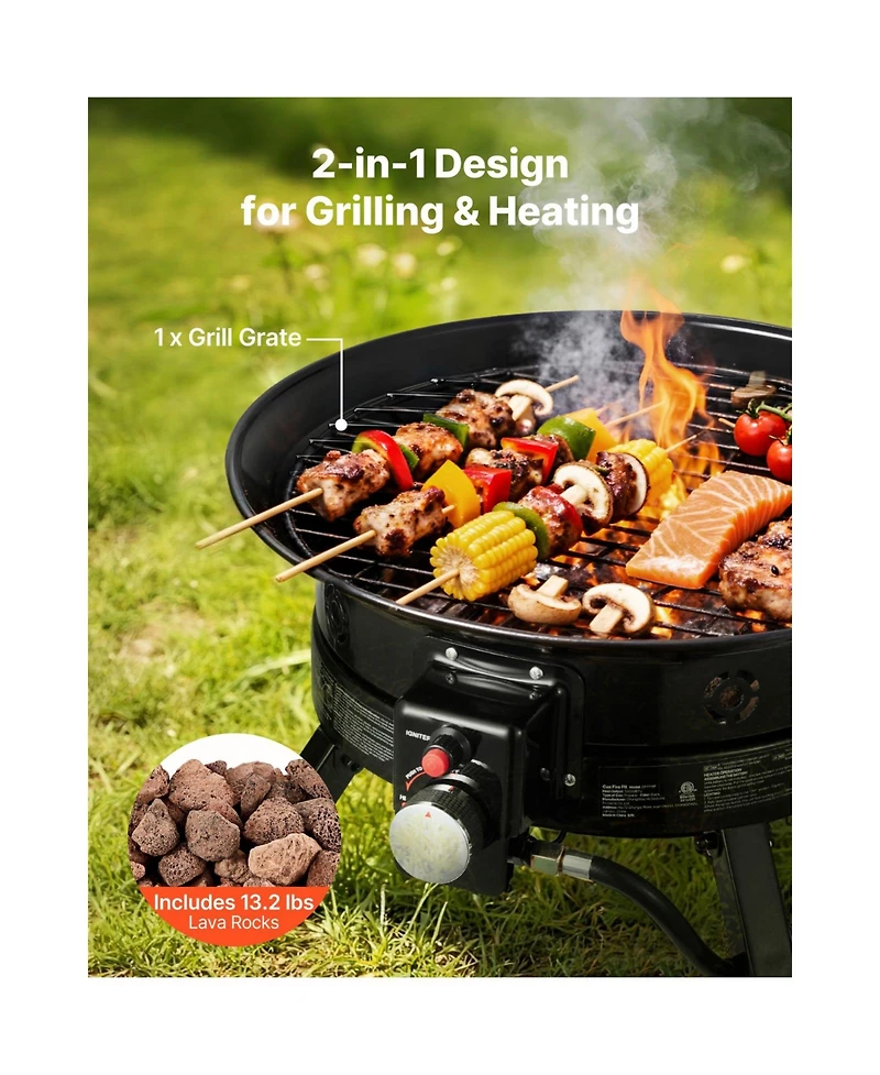 Cozito Propane Fire Pit, 24 inches 53000 Btu Portable Gas Fire Pit with Grill Grate